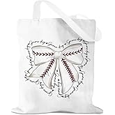 GHUSDFM Bow Basketball Soccer Softball Tennis Volleyball Football Canvas Tote Bag Gifts for Women Reusable Grocery Bags
