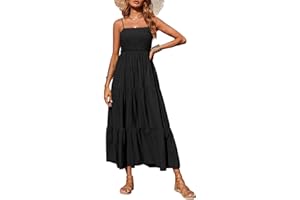 PRETTYGARDEN Women's Summer Maxi Dress 2025 Casual Boho Sleeveless Spaghetti Strap Smocked Tiered Long Beach Sundresses