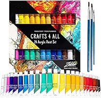 Acrylic Paint Set 24 craft paints. For paper, canvas, wood ,ceramic ,fabric, & crafts. Non toxic & Vibrant colors. Rich...