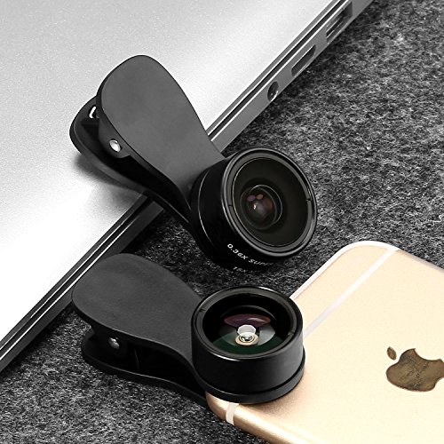 Cell Phone Camera Lens Kit 3 in 1 + Two Universal Clip On adapter 180° Fisheye 15x Macro 0.36x Super Wide For iphone Samsung Galaxy Smartphone
