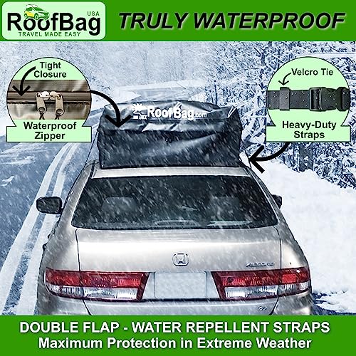 RoofBag Car Rooftop Cargo Carrier 13 Cubic, Waterproof Roof Bag Top Luggage Storage Carriers for