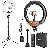 EMART 18-inch Ring Light with Stand, 2800-6500K LED Photography Lighting Kit with Phone Holder, Selfie Light for Vlog Live Streaming Video Makeup Tattoo Barber Studio