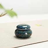 Small Urns for Human Ashes, 1.7'' Mini Urns for Adult Male Female & Pet, Keepsake Ceramic Decorative Urn, Hold 1.2 Cubic Inches of Ashes(Blue)