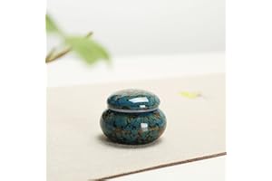 KULUSION Small Urns for Human Ashes, 1.7'' Mini Urns for Adult Male Female & Pet, Keepsake Ceramic Decorative Urn, Hold 1.2 Cubic Inches of Ashes(Blue)