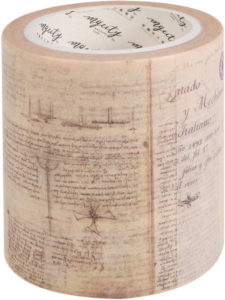 SUPVOX Vintage Washi Tape Decorative Wide Washi Masking Tape for DIY Scrapbooking Art Crafts 50mm, Picture 4, 5*800cm
