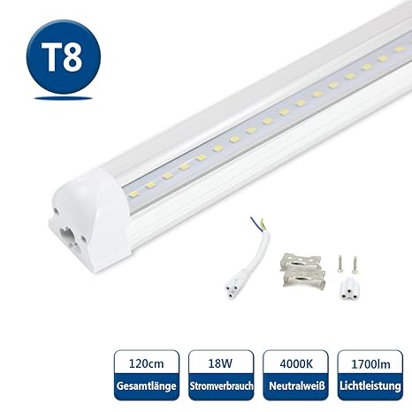 20 Pack Led Tube T8 4ft T8 18w Cool White 6500k 1700lm Natural
