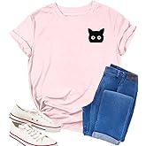 Cat Shirts for Women Black Cat Mom Shirt Cute Animal Graphic Tee Teen Funny Casual Short Sleeve Gift Tee Tops Clothes