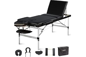 GreenLife® Basic™ Portable 3 Fold 28 Inches Width Aluminum Massage Reiki Facial Table Bed with Free Carrying Bag & Head Rest 