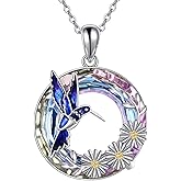 MONGAS Hummingbird Necklace for Women 925 Sterling Silver Hummingbird Necklace Daisy Pendant Christmas Jewelry Gifts for Women