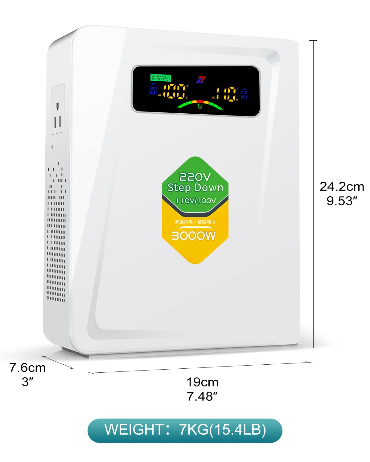 Power Converters 220v to 110v Step Down Transformer Voltage 3000w, No Noise, Ten Protection Functions, Suit for Air Fryer, Coffee Maker,for US Appliance Used in Europe