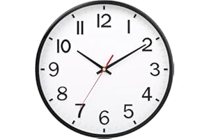 Moiubik Wall Clocks Battery Operated 8 inch Modern Wall Clock,Silent Non Ticking Wall Clock for Living Room Bedroom Kitchen Office Classroom Decor (White and Black)