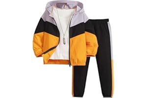 Afsmlys Boys Clothes 2pcs Tween Boy Color Block Hoodie + Pants Little Boys Fall Winter Outfits Set, 4-12 Years