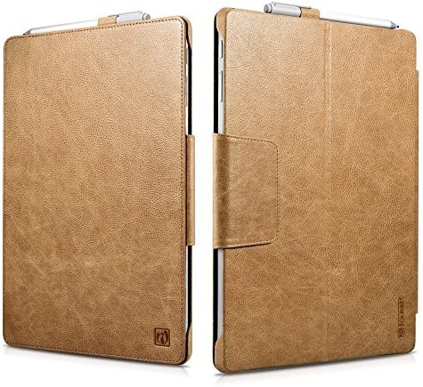 Surface Pro 4 Case, Icarercase [Shenzhou Series] Genuine Leather Folio Case with Pen Holder and Stand Function for Microsoft Surface Pro 4 12.3 Inch, Compatible with Surface Pro 4 Original Keyboard