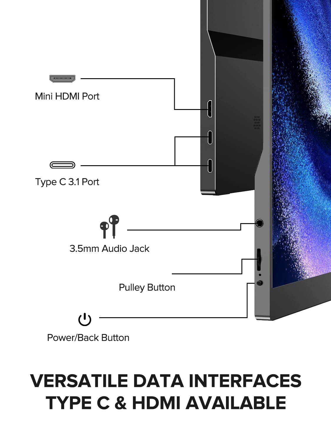 EVICIV Portable Monitor Touchscreen 15.6 FHD 1080P IPS 10-Point Touch Screen Monitor & Speakers, HDMI USB C Eye-Care Travel External for Laptop Computer PC Phone Switch, VESA & Smart Cover