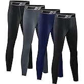 HOPLYNN 4 Pack Youth Boy’s Compression Pants Leggings Tights Athletic Base Layer Under Pants Gear for Football Sports