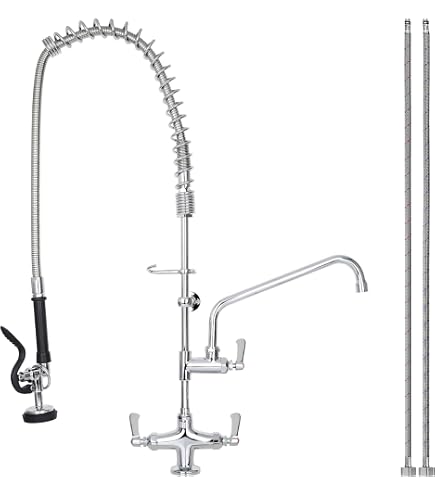 MaxSen Commercial Sink Faucet with Sprayer 8 Inch Center Deck Mount Pre Rinse Faucet 25 Inch Height Restaurant Kitchen Faucet Polished Chrome with Pot Filling and 8 Inch Add On Spout MaxSen Commercial Sink Faucet with Sprayer 8 Inch Center Deck Mount Pre Rinse Faucet 25 Inch Height Restaurant Kitchen Faucet Polished Chrome with Pot Filling and 8 Inch Add On Spout