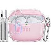 Wowwat for JBL Vibe Beam 2/JBL Vibe Beam Case with Lock,TPU Transparent Protective Earbuds Case for Men Women with Cleaner Ki