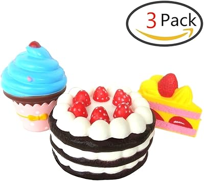 Ovs Squishy Jouets 3 Pieces Gateau Au Chocolat Avec Fraise Creme