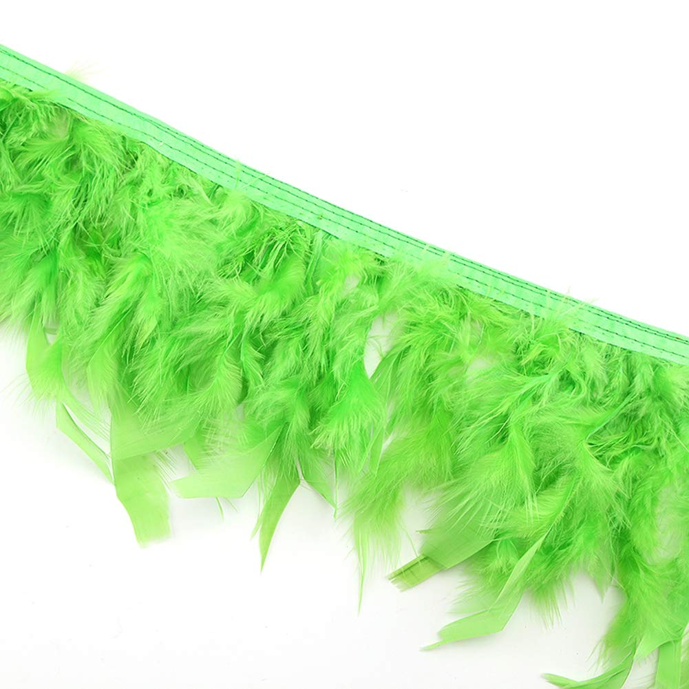 Sowder Turkey Feathers Trim Fringe for Party Wedding Dress Sewing Crafts Costumes Decoration Pack of 2 Yards(Lime Green)