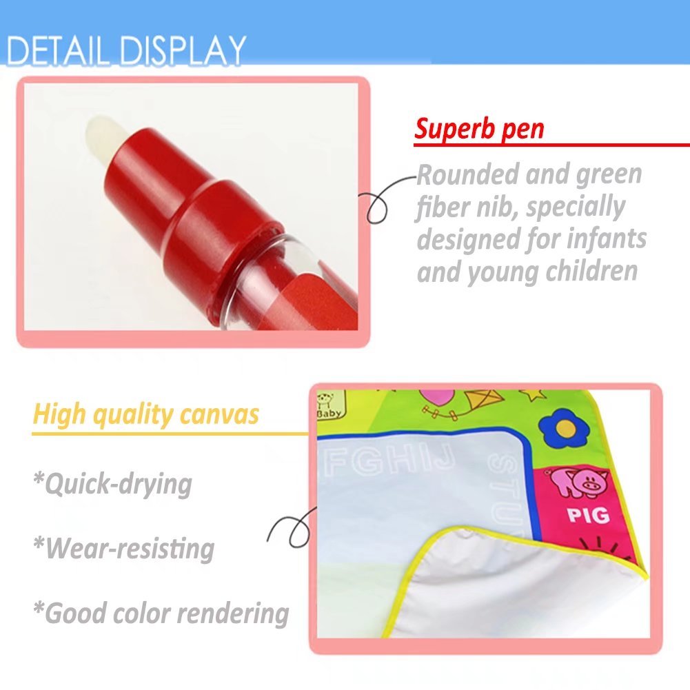 Aqua Doodle Mat, Large Magic Water Drawing Painting Writing Mat Pad Board, 2 Pen Develop Intelligence Sketch Learning Toy Gift for Boys Girls Toddlers Kids Children 4 Color 31.5 X 23.6 Inches