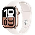 Apple Watch Series 10 [GPS + Cellular, 42mm] - Rose Gold Aluminum Case with Starlight Sport Band, S/M (Renewed)