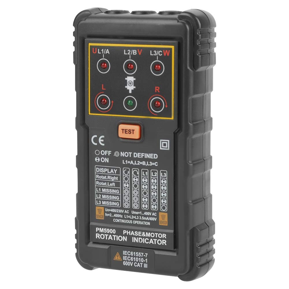 PM5900 Motor Three-Phase Motor Rotation Indicator Tester Portable Handheld Tester for Install Repair or Maintain Three-Phase Motor