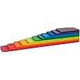 MERRYHEART Wooden Rainbow Rectangle Stacker Toys, Building Blocks Board Set for Kids, 11Pcs Stacking Puzzle, Learning Creative Thinking Toys