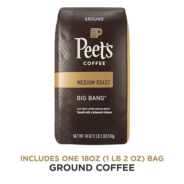 PEET’S COFFEE, MEDIUM ROAST GROUND COFFEE, 100% ARABICA COFFEE – BIG BANG 18 OUNCE BAG