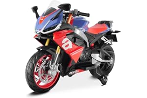 Smart BeBe Aprilia RS660 Children Electric Ride On Motorcycle 12V Battery MP3 Realistic Sound and Lights w/Training Wheels 3-8 Years Old (Purple)