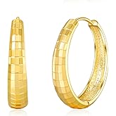 PABBEU Gold Hoops Earrings for Women Huggie Hoop Earrings 14K Gold Oval Hoop Earrings for Women Hypoallergenic Thick Gold Hoop Earrings for Women Gift