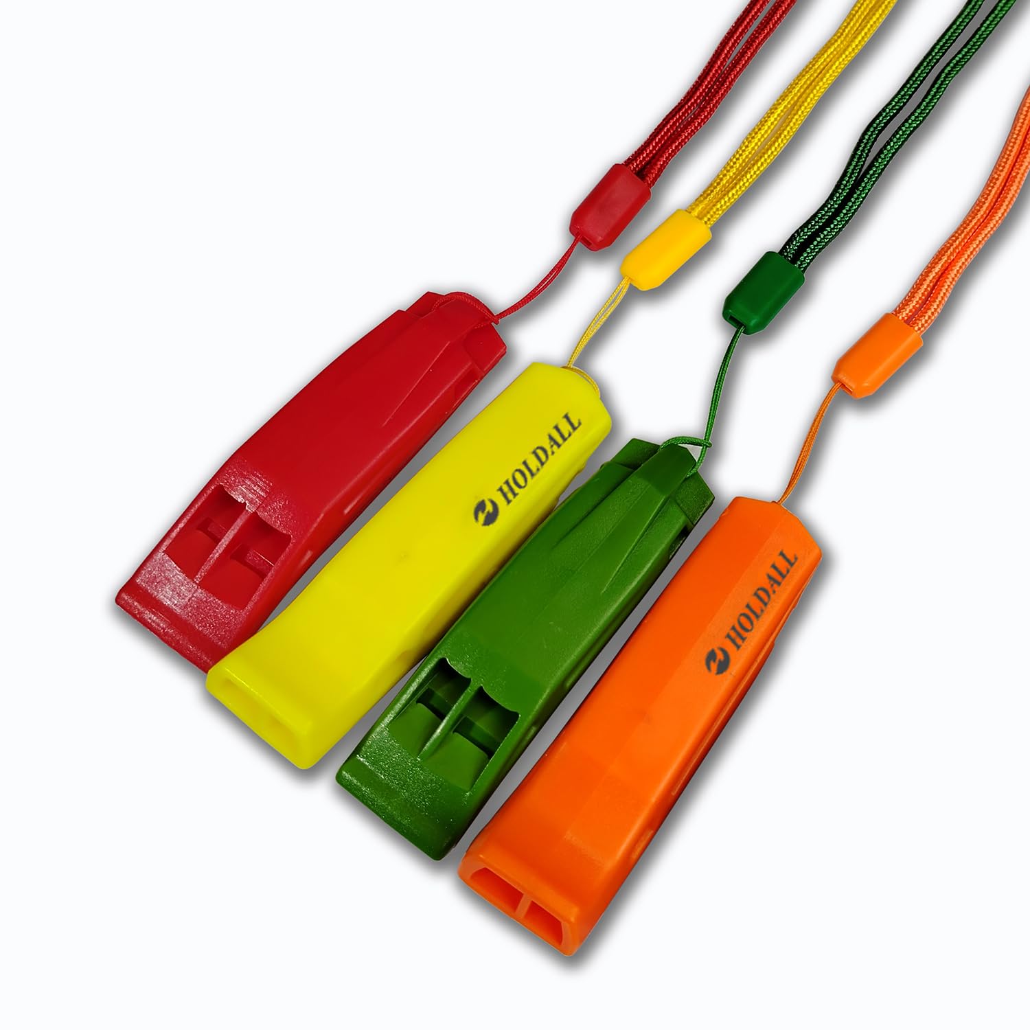 HOLDALL Emergency Whistle with Lanyard, Safety Whistle for Outdoors Camping Survival Trekking Kayak Boating PFD & Signaling (Red,Orange,Green,Yellow)