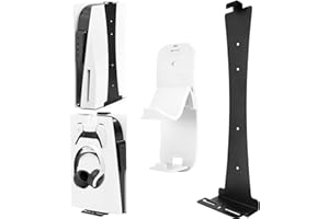 Allnice PS5 Wall Mount, Wall Bracket for PlayStation 5 (Disc and Digital Edition) Sturdy Steel PS5 Playstation 5 Wall Mount Bracket with Controller Holder & Headphone Hanger Screws Sponge (Black)