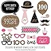 Chic 100th Birthday - Pink, Black and Gold - Birthday Party Photo Booth Props Kit - 20 Count