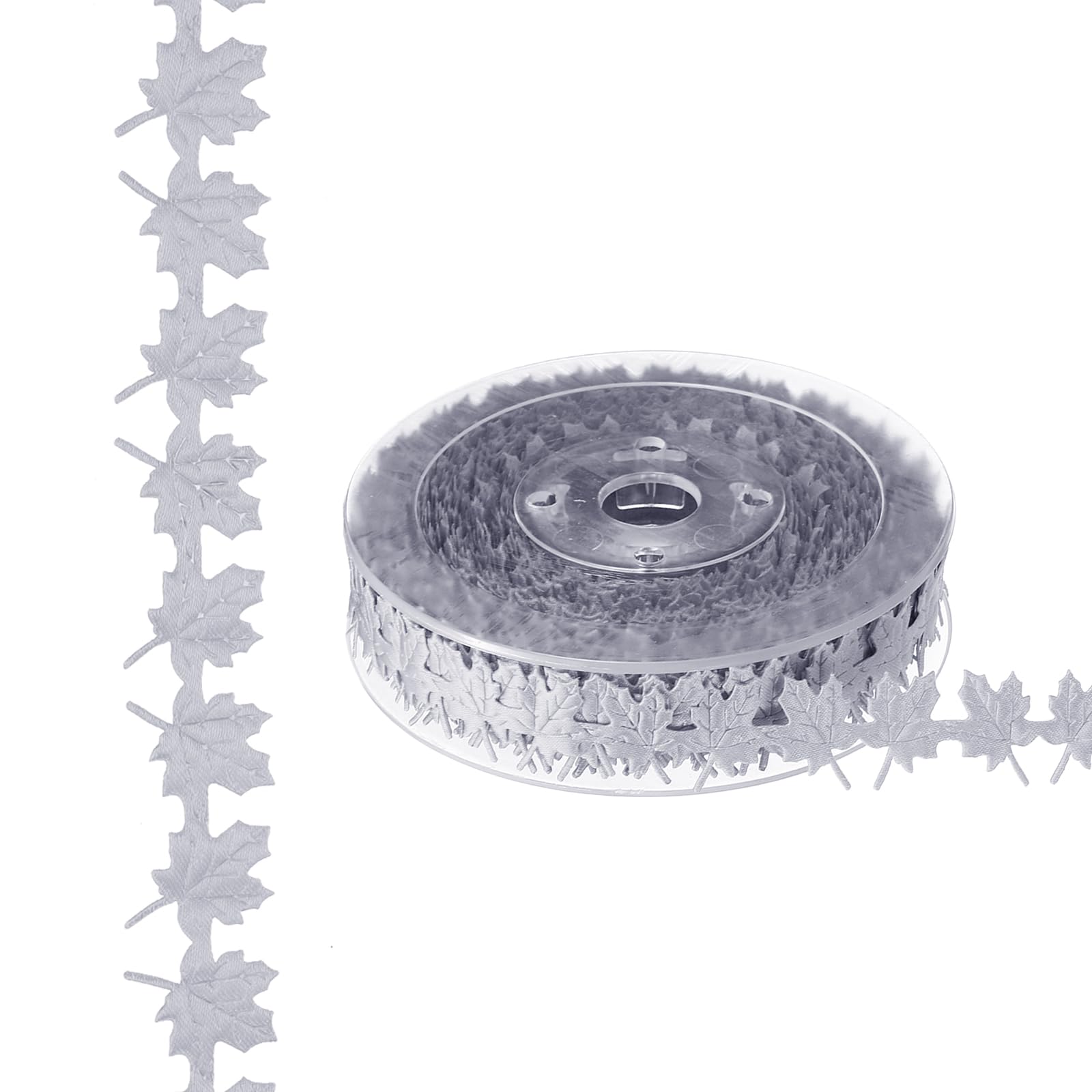 PATIKIL 15 Yards Silver Maple Leaf Ribbon, Leaves Trim Rope Artificial Leaf String for Christmas Wreath Making Gift Wrapping Wedding Decoration