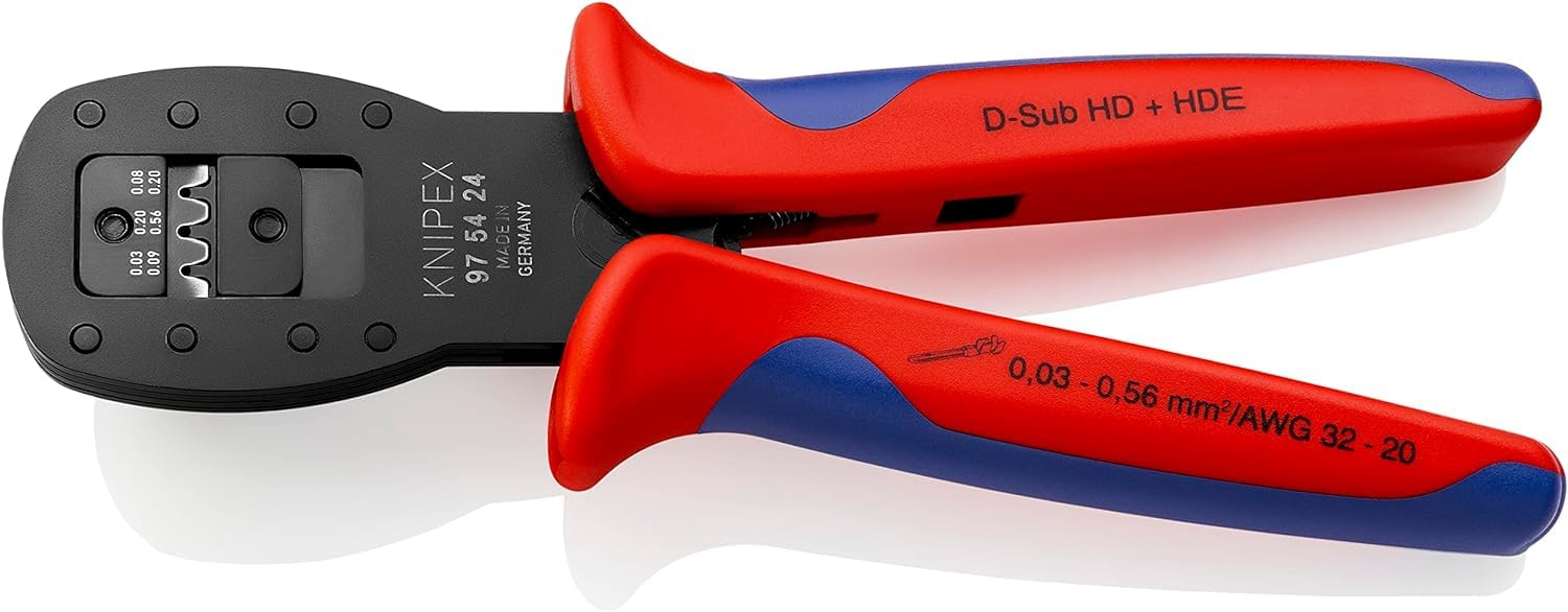 KNIPEX Crimping Pliers for Micro Plugs Parallel Crimping with Multi-Component Handles 190 mm, 97 54 24