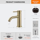 Ibergrif Brushed Nickel Bathroom Basin Mixer Tap Single Hole Lever (Gold view 8