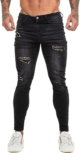 Amazon.com: GINGTTO Mens Super Skinny Stretch Jeans Pants Slim Fit Casual Summer Jeans Black 32 