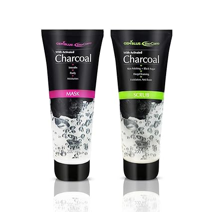 GEMBLUE BIOCARE CHARCOAL SCRUB, 200ML+GEMBLUE BIOCARE CHARCOAL MASK, 200ML
