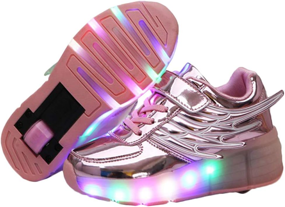 Ehauuo Unisex Lighted Shoes Skate Shoes Roller Shoes LED Light up Shoes with Wheel Flashing Sneakers for Kids Gift