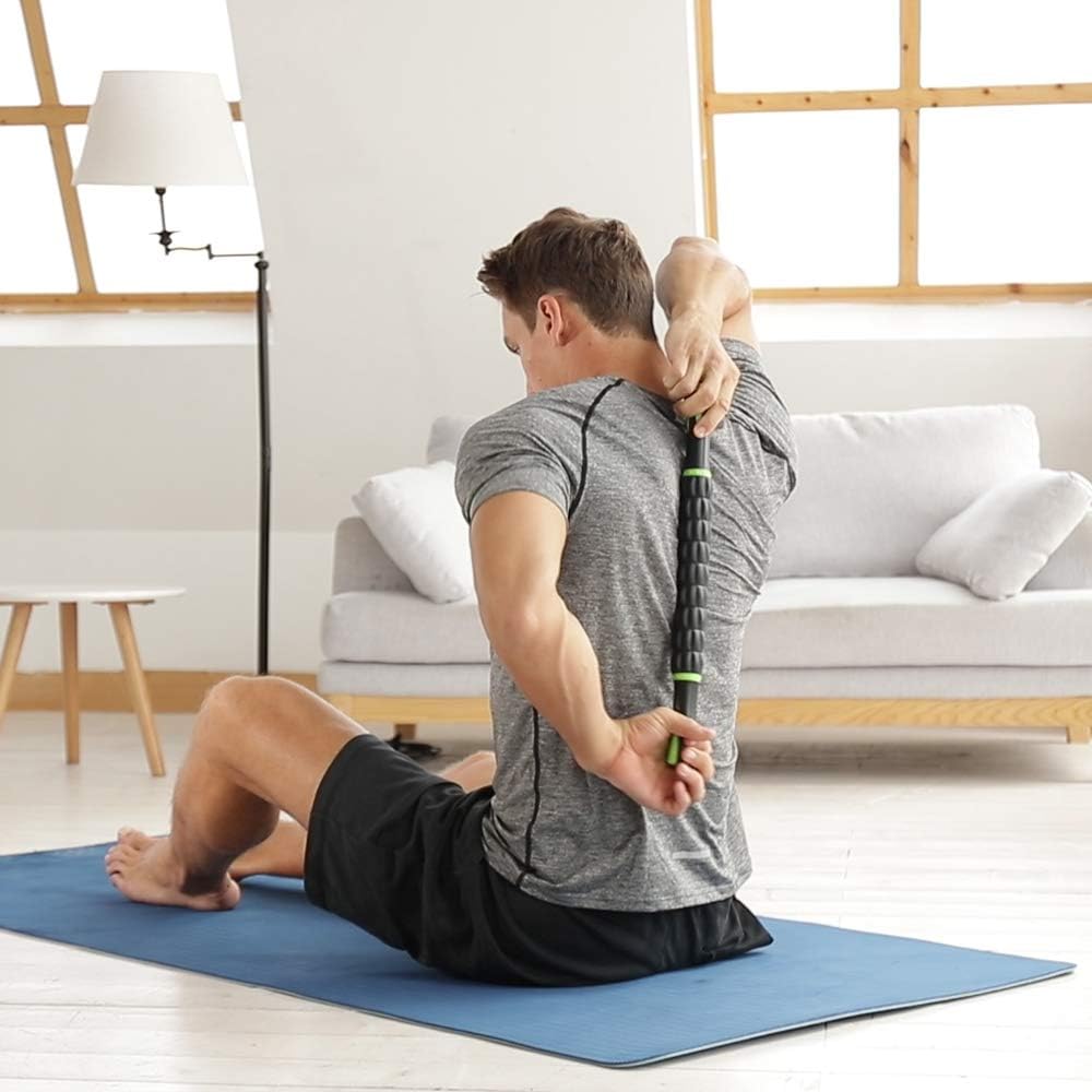 REEHUT Muscle Roller Massage Stick Tool for Athletes, 18 Inches Muscle Roller for Relieving Muscle Soreness, Soothing Cramps, Massage, Physical Therapy & Body Recovery Black: Sports & Outdoors