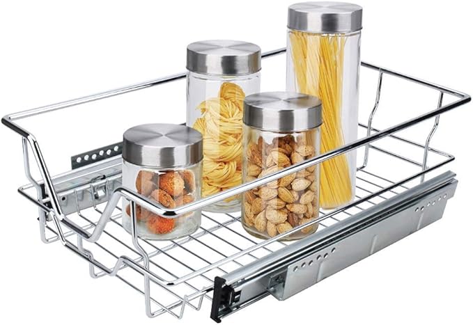 N /A - Estante deslizante para armario de cocina, estante de metal