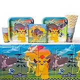 Disney The Lion Guard Party Pack for 16 Guests: Straws, Dinner Plates, Luncheon Napkins, Cups, and Tablecover