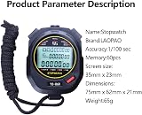 LAOPAO Stopwatch 1/100s 60 Lap Memories Large Display Mute Mode Waterproof view 6