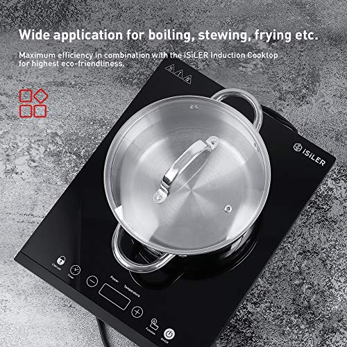 iSiLER 2.6 Quarts Stainless Steel Stock Pot with Lid, Multi-purpose Cooking Pot Suitable for Induction Cooker or Gas Cooker - Thumbnail 5