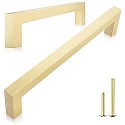 QOGRISUN 2-Pack Solid Brass Cabinet Pulls, Gold