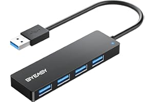 BYEASY USB Hub, 4 Port USB 3.0 Hub, Ultra Slim Portable Data Hub Applicable for iMac Pro, MacBook Air, Mac Mini/Pro, Surface Pro, Notebook PC, Laptop, USB Flash Drives, and Mobile HDD (Leather Black)