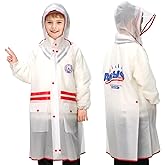 ANYOO Kids Rain Poncho with Hood Reusable Rain Jacket Lightweight & Durable Raincoats for Boys and Girls for Travel Outdoor