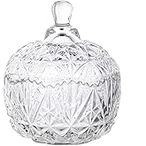 SYglass Glass Candy Storage Jar With Lid Clear Candy Bowl Crystal Covered Sugar DishChocolate Cookie Buffet Jar Food Containers Decorative Jewelry Box for Home Office Desk