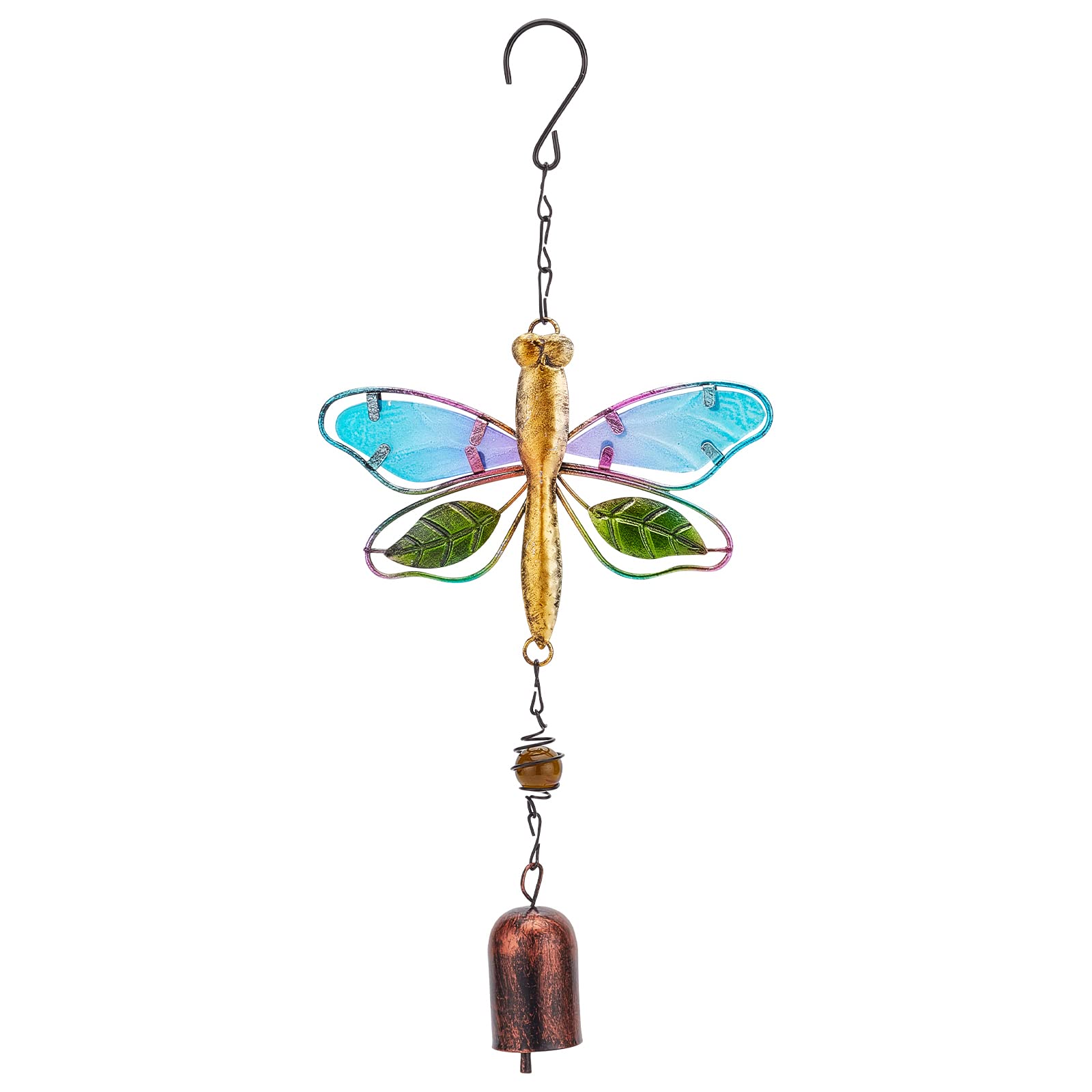 Photo 1 of GORGECRAFT Dragonfly Wind Chime Metal Glass Music Wind Bell 14.2" Romantic Colorful Dragonfly Shaped Hanging Ornaments with Chime Gifts for Women Garden Patio Yard Party Indoor Outdoor Decorations