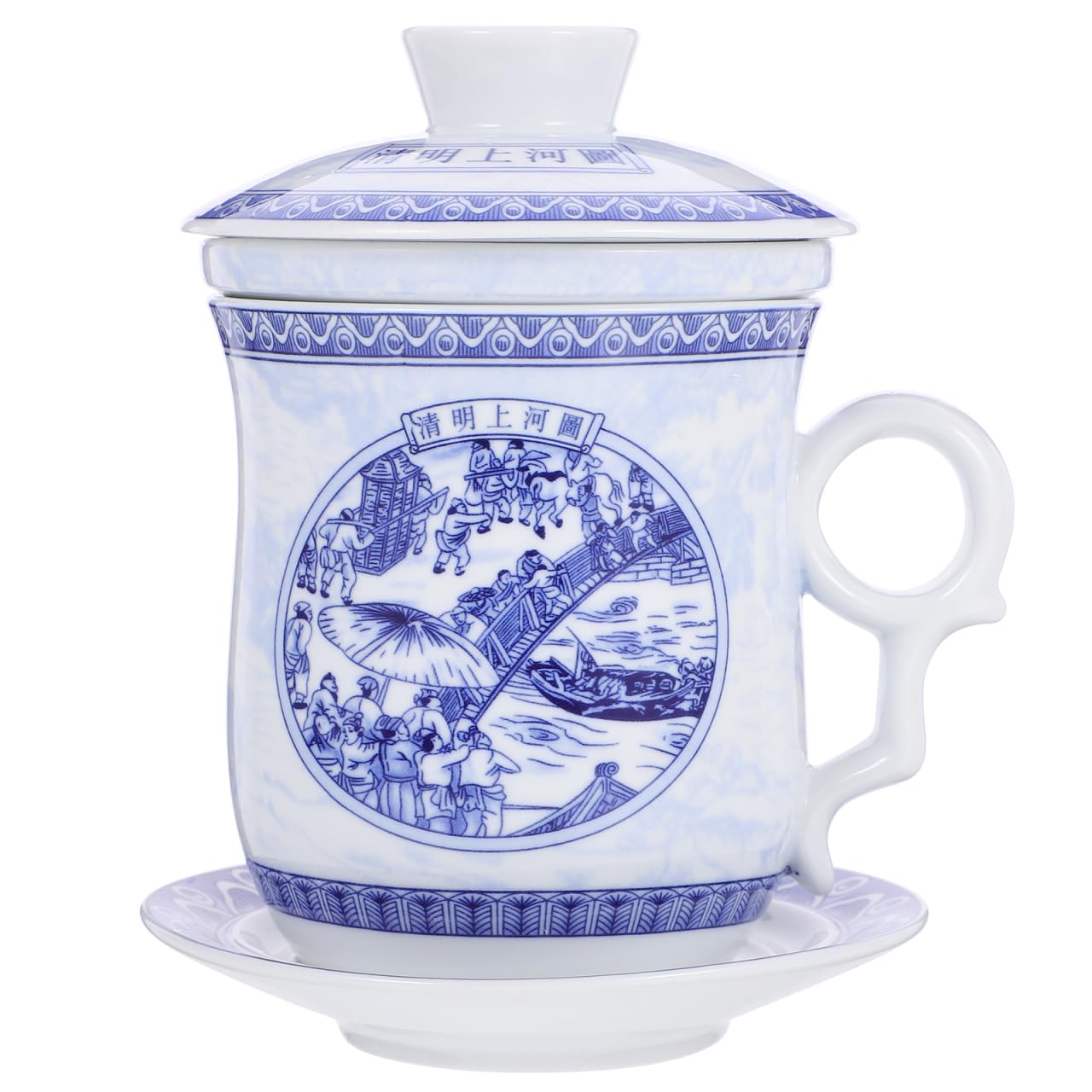 CIYODO Porcelain Tea Cup with Lid and Infuser Traditional Chinese Style Ceramic Tea Mug for Loose Leaf Brewing Heat Retaining Decorative Teaware for Home and Office